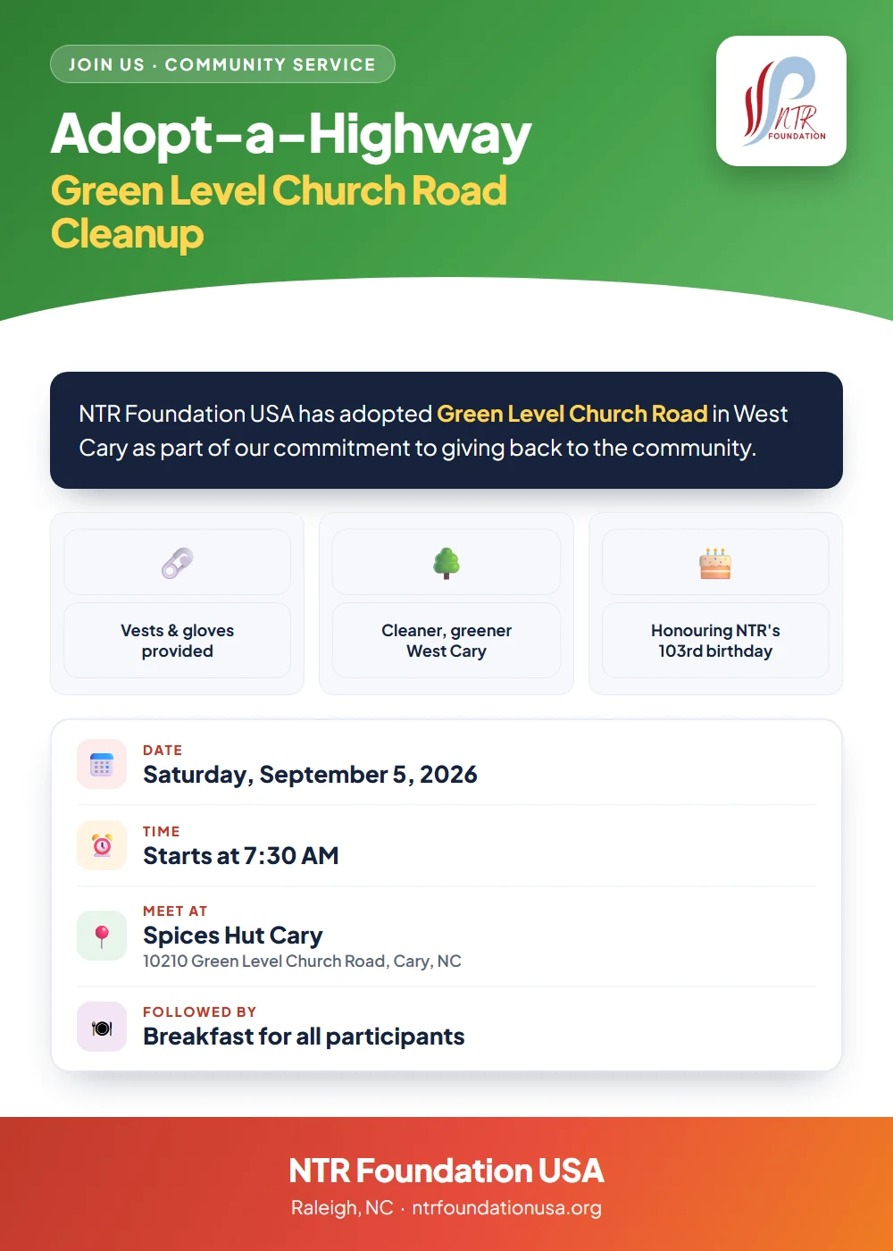 Adopt-a-Highway: Green Level Church Road Cleanup